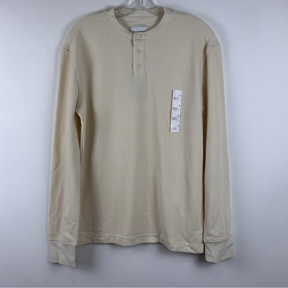 Goodfellow & Co Men's Ribbed Thermal Henley Long Sleeve Shirt